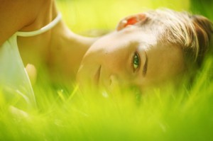 woman sleep on grass